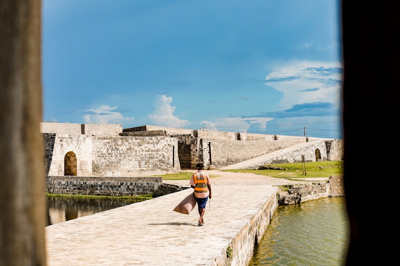 The massive star-shaped ramparts of Jaffna Fort overlooking the lagoon