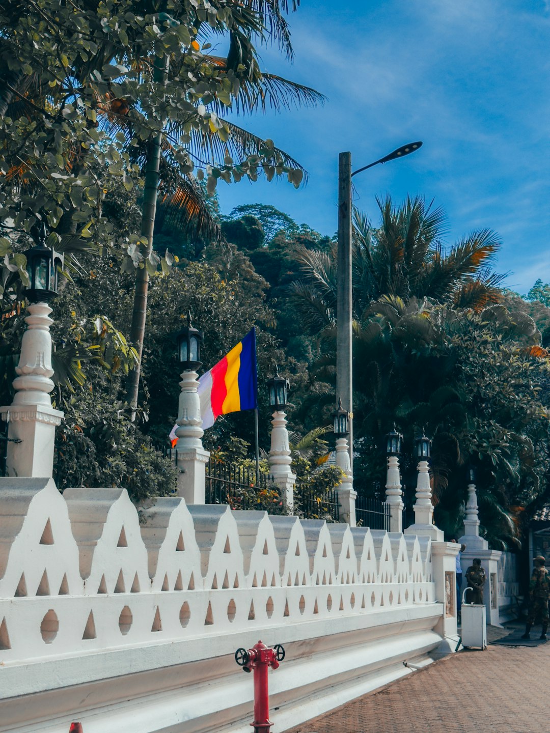 Perahera festival elephants decorated in front of the temple